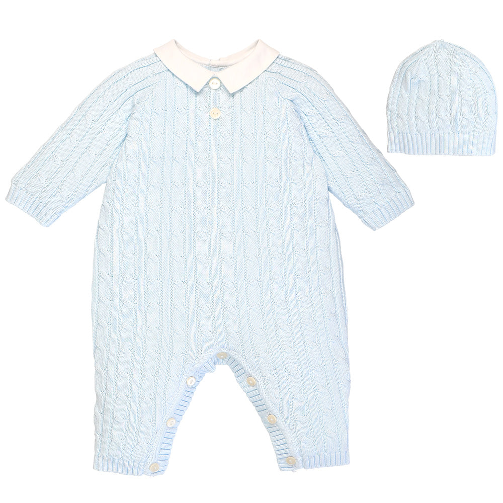 Emile at Rose Boys knit babygrow and hat
