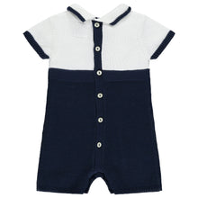 Load image into Gallery viewer, Emile et Rose Navy Knit Romper and Hat set 7316
