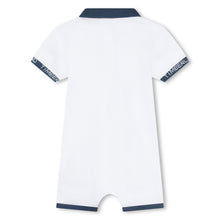 Load image into Gallery viewer, NEW Timberland White Romper with Blue Trim and Hat Set T60187
